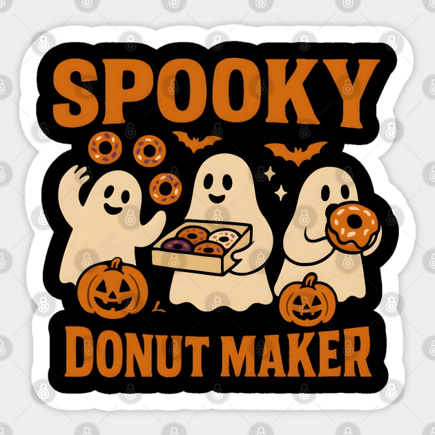 Spooky Donut Maker Halloween Ghost Baking Graphic Gift Sticker by MakerMind8.2